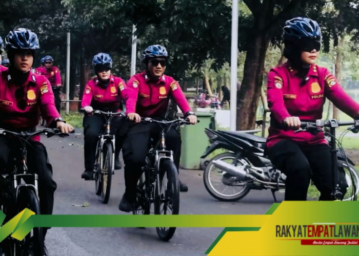 Personel Ditpamobvit Polda Sumsel dan Sat Pamobvit Polrestabes Palembang Gelar Patroli Bersepeda