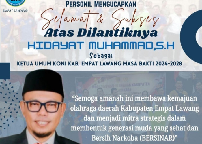 Kepala BNN Empat Lawang Ucapkan Selamat kepada Ketua KONI Terpilih Hidayat Muhammad