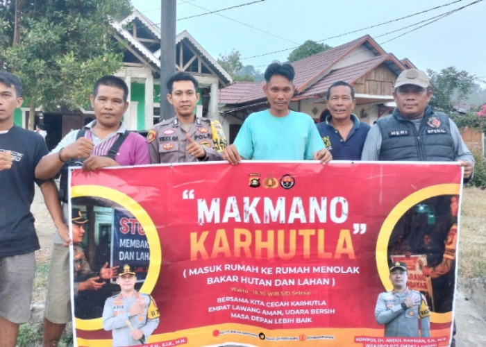Sambangi Rumah Warga, Polsek Pendopo Gencarkan Patroli “Makmano Karhutla” Cegah Kebakaran Lahan
