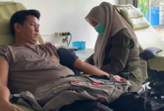 Sigap Bantu Bayi yang Butuh Darah, Personel Polres Empat Lawang Donorkan Darah B+