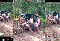 Viral! Derita Siswa Menuju Sekolah Di Empat Lawang Dorong Mobil di Jalan Berlumpur